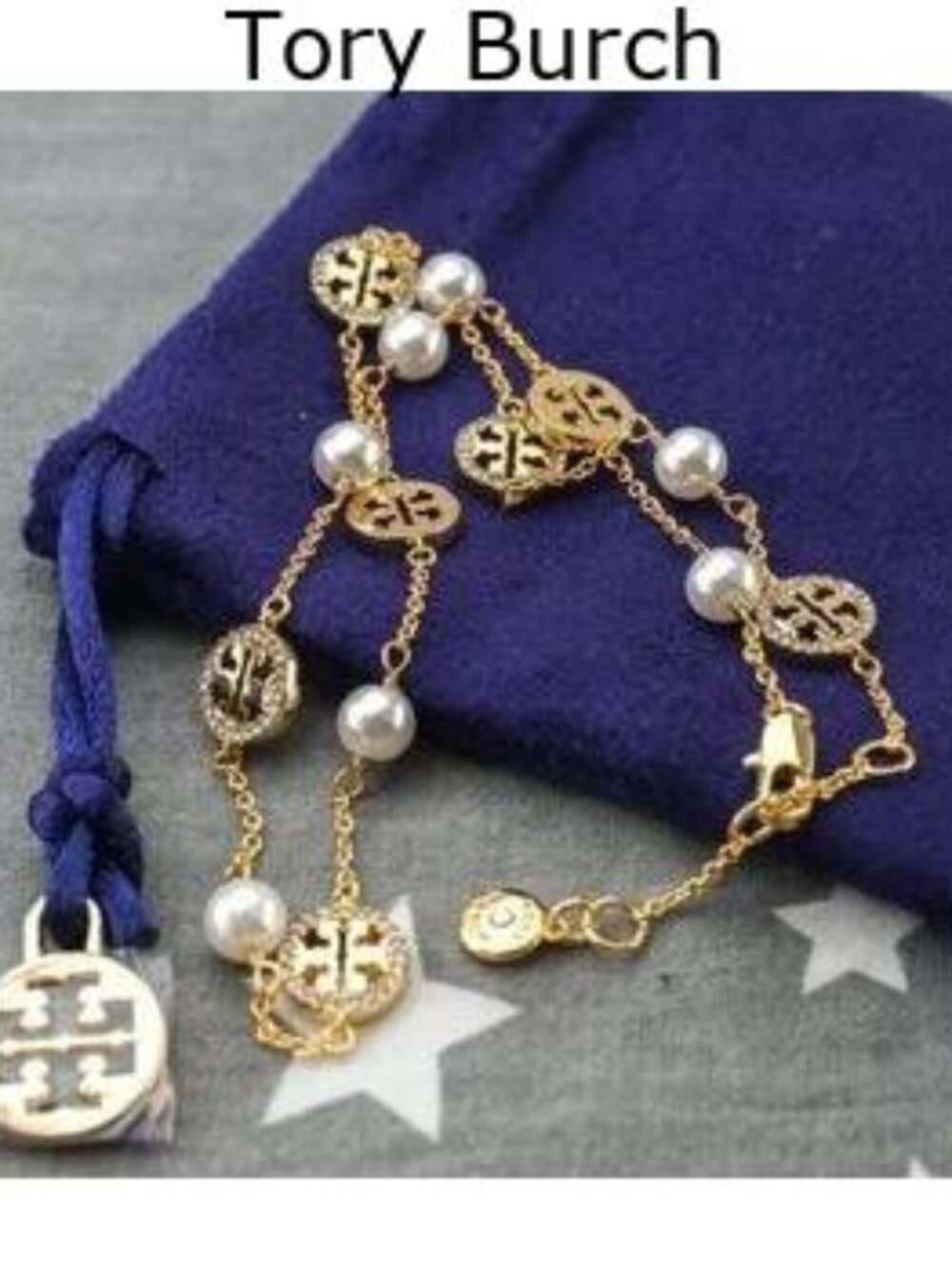 Tory Burch Miller Pav?? Pearl Short Necklace in Gold
